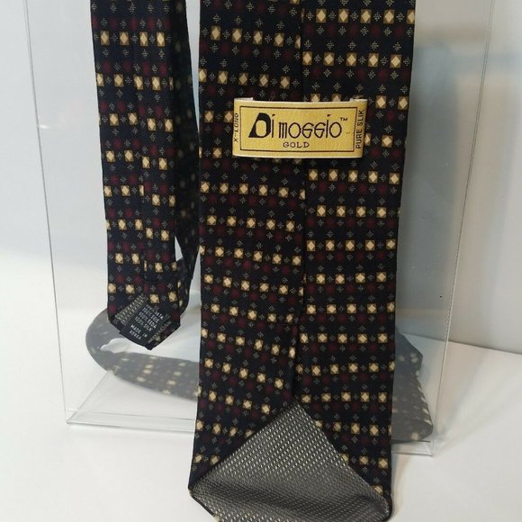 DI MOGGIO GOLD X-LONG MEN'S TIE PURE SILK GEOMETRI - Picture 4 of 6